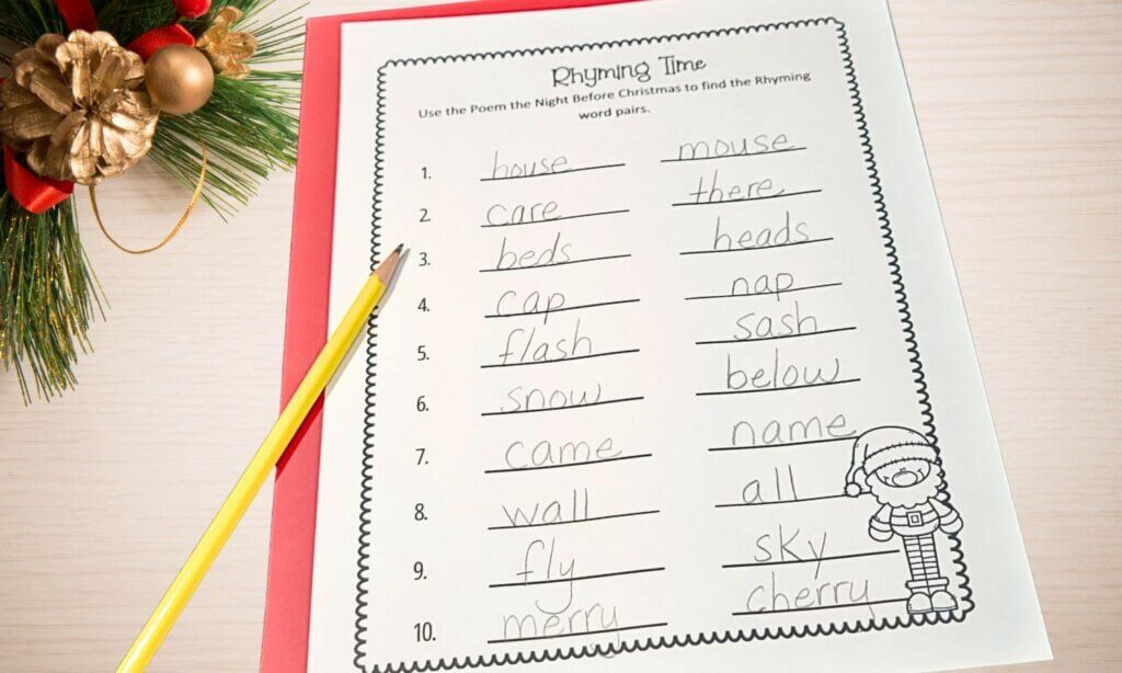 Rhyming practice worksheet