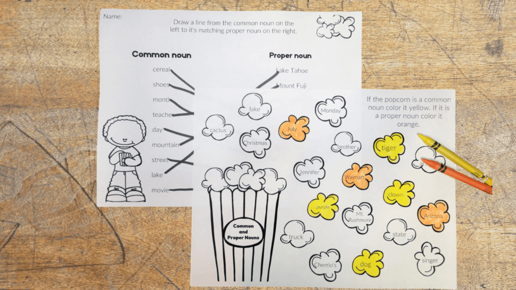 noun and proper noun worksheet
