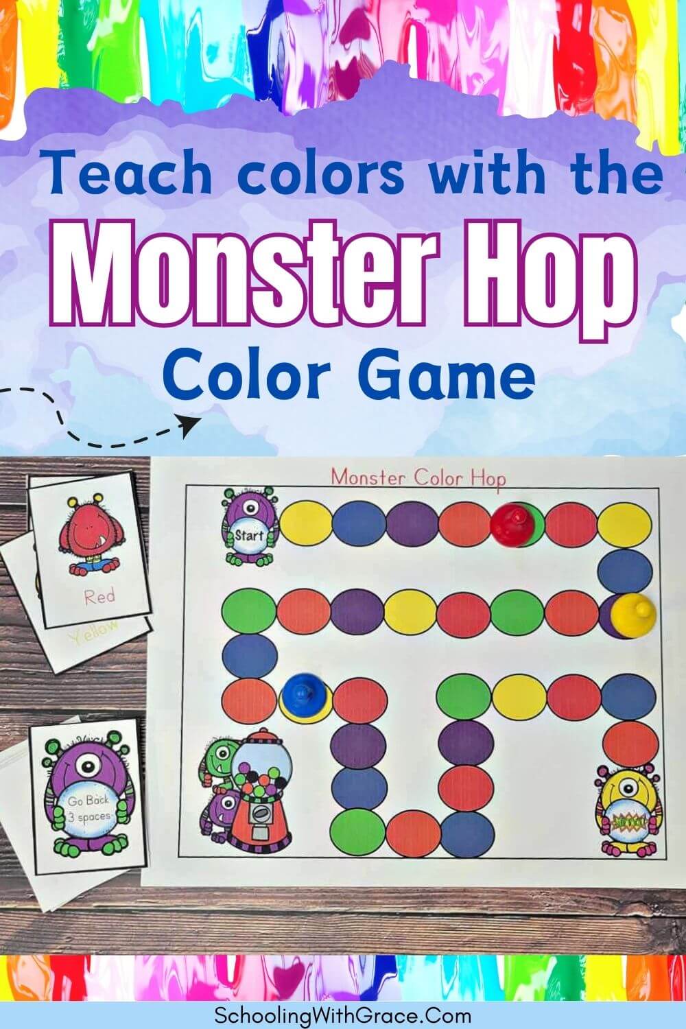 Teach colors with the Monster Hop color game
