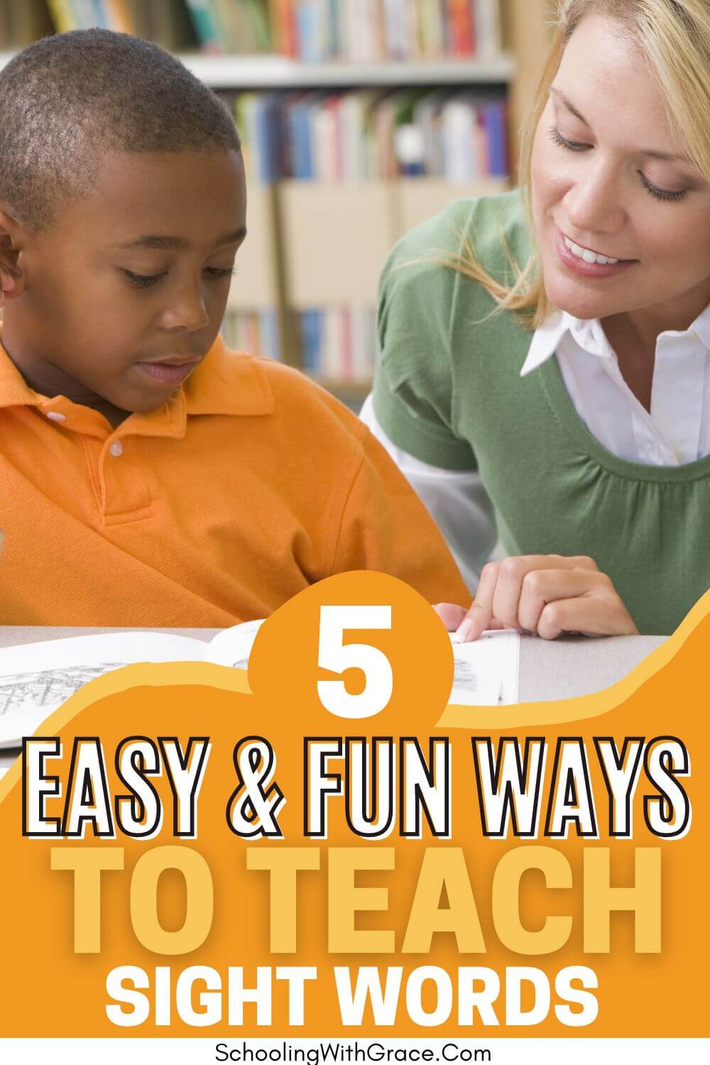 boy and teacher learning together sight words together