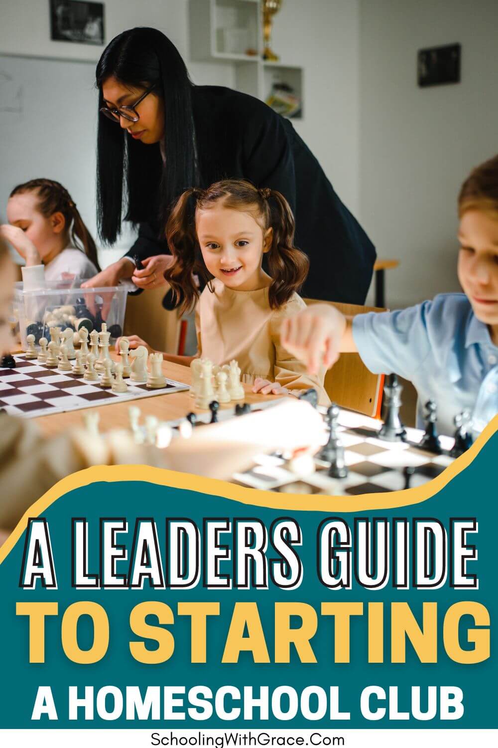 Kids playing chess for the chess club