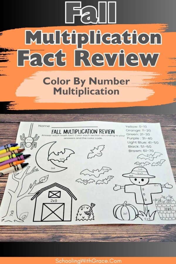 Fall multiplication color by number