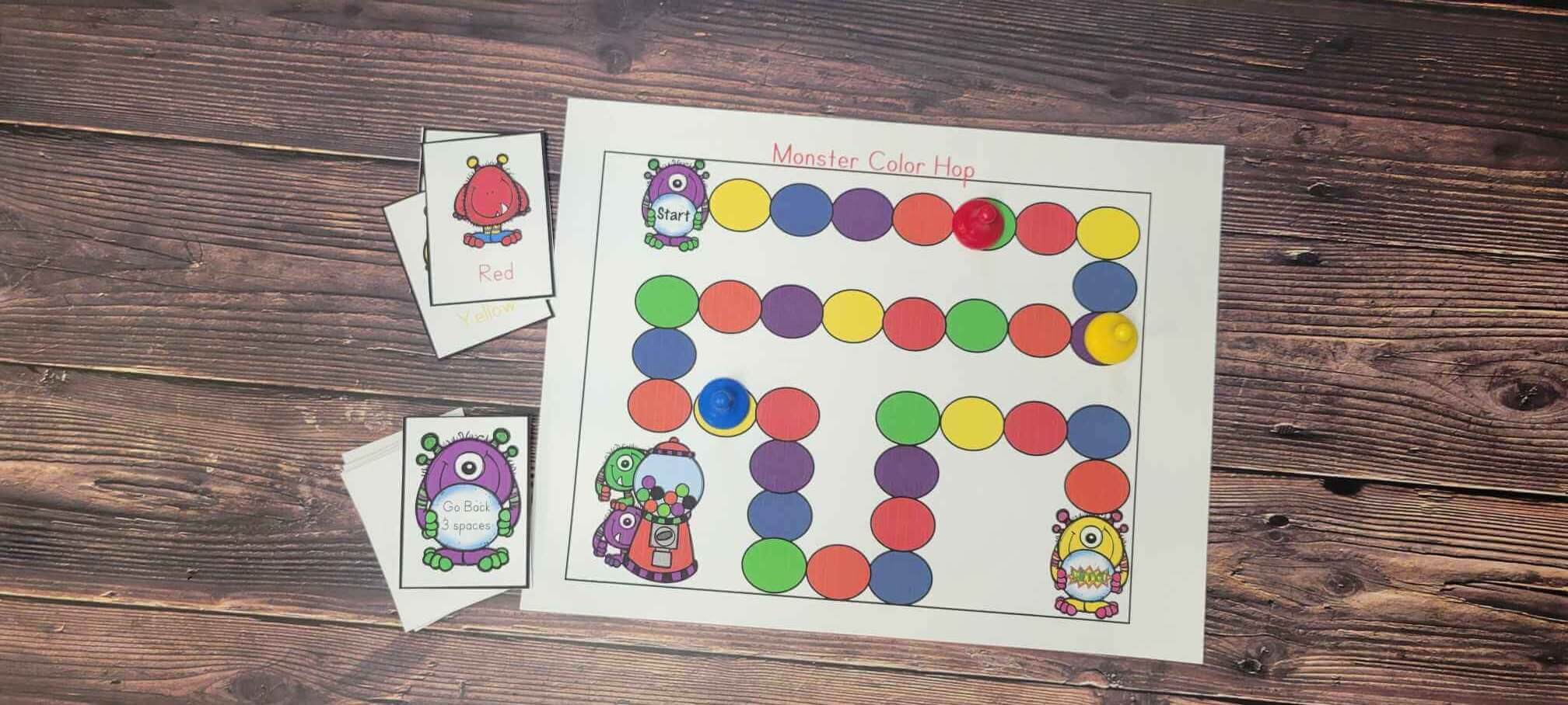 monster color hop learning game