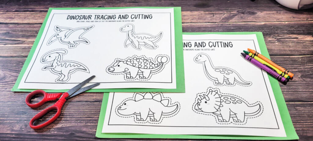 picture of dinosaurs to cut and trace