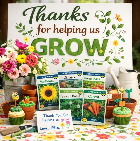 Thank you for helping us grow picture with garden themes.