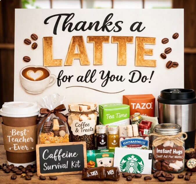 Thanks a latte for all you do picture with coffee and teas